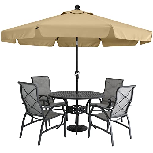 MasterCanopy 270 cm Sonnenschirm mit Volant Patioschirm Gartenschirm Terrassenschirm Tischschirm Martkschirm 8 Rippen, Khaki von MasterCanopy