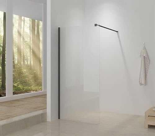 MASTERJERO DUSCHWAND GLAS116X195CM 8MM SCHWARZ von MASTERJERO