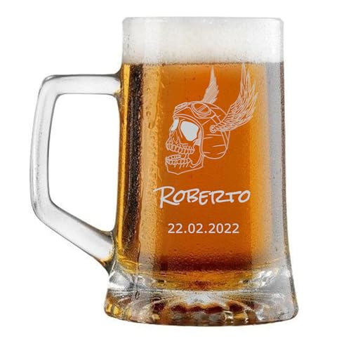 MASTERLASER3.0 Personalisiertes Bierglas aus Glas. Gravierter Bierkrug. Anpassbar mit verschiedenen Namen, Text, Datum, Design und Schriftarten. Geschenkidee (1 Stück) von MASTERLASER3.0