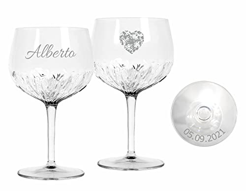 MASTERLASER3.0 Personalisiertes Gin Tonic Glas - Graviertes Cocktailglas - Anpassbar mit Namen, Initialen, Datum und verschiedenen Schriftarten Beste Geschenkidee- Anzahl (6) von MASTERLASER3.0