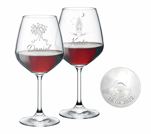 MASTERLASER3.0 Personalisiertes Weinglas - Graviertes Rotweinglas - Anpassbar mit verschiedenen Name Datum und Schriftart Geschenkidee (1 Stück, Gleicher Name) von MASTERLASER3.0