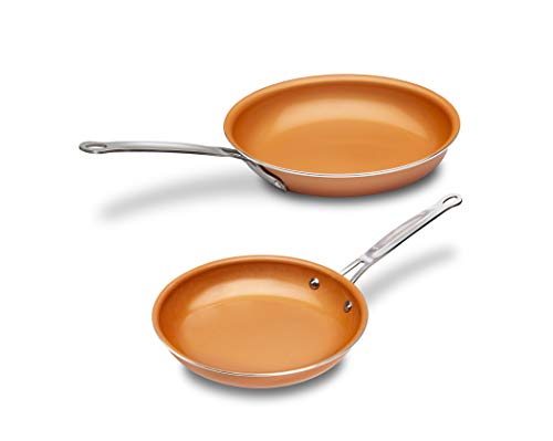 MASTERPAN MP-160 Bratpfanne, Keramik, antihaftbeschichtet, 20,3 cm und 22,9 cm, Kupferfarben, 2er-Pack von MASTERPAN