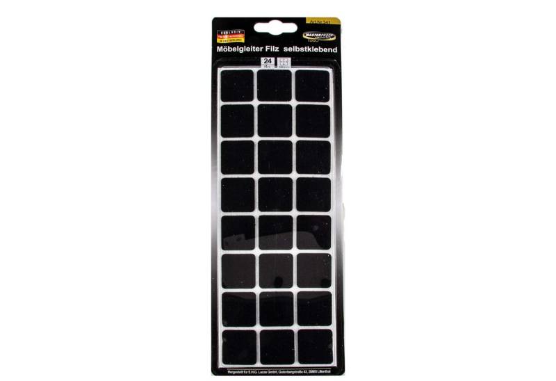 MASTERPROOF PROFESIONAL Filzgleiter Möbelgleiter 28 x 28 mm, Filz schwarz, selbstklebend 24 Stück von MASTERPROOF PROFESIONAL
