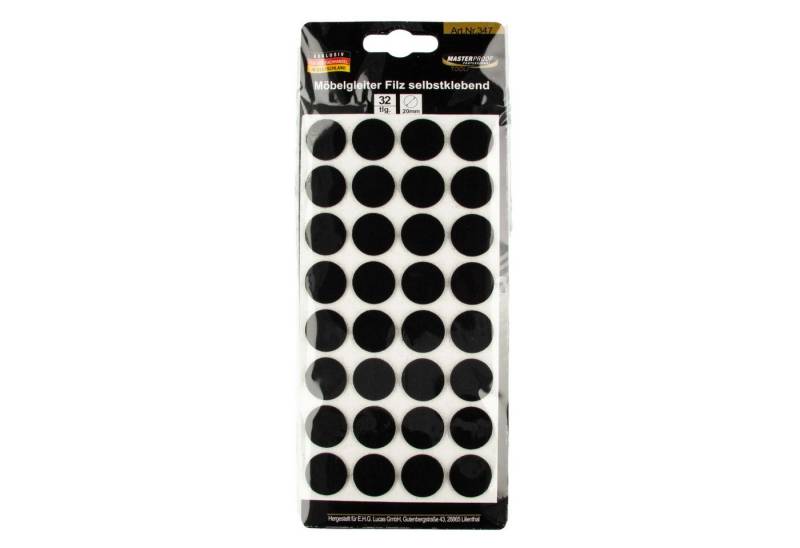 MASTERPROOF PROFESIONAL Filzgleiter Möbelgleiter Ø 20 mm, Filz schwarz, selbstklebend 32 Stück von MASTERPROOF PROFESIONAL