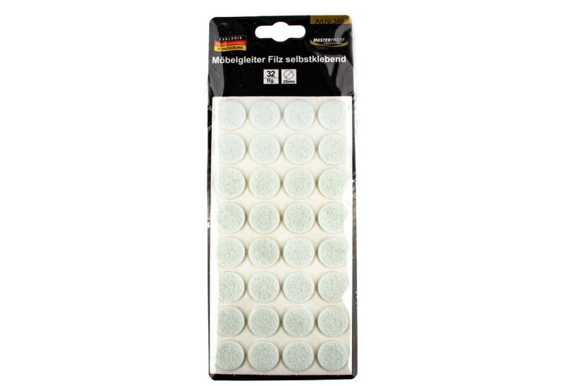 MASTERPROOF PROFESIONAL Filzgleiter Möbelgleiter Ø 20 mm, Filz weiß, selbstklebend 32 Stück von MASTERPROOF PROFESIONAL