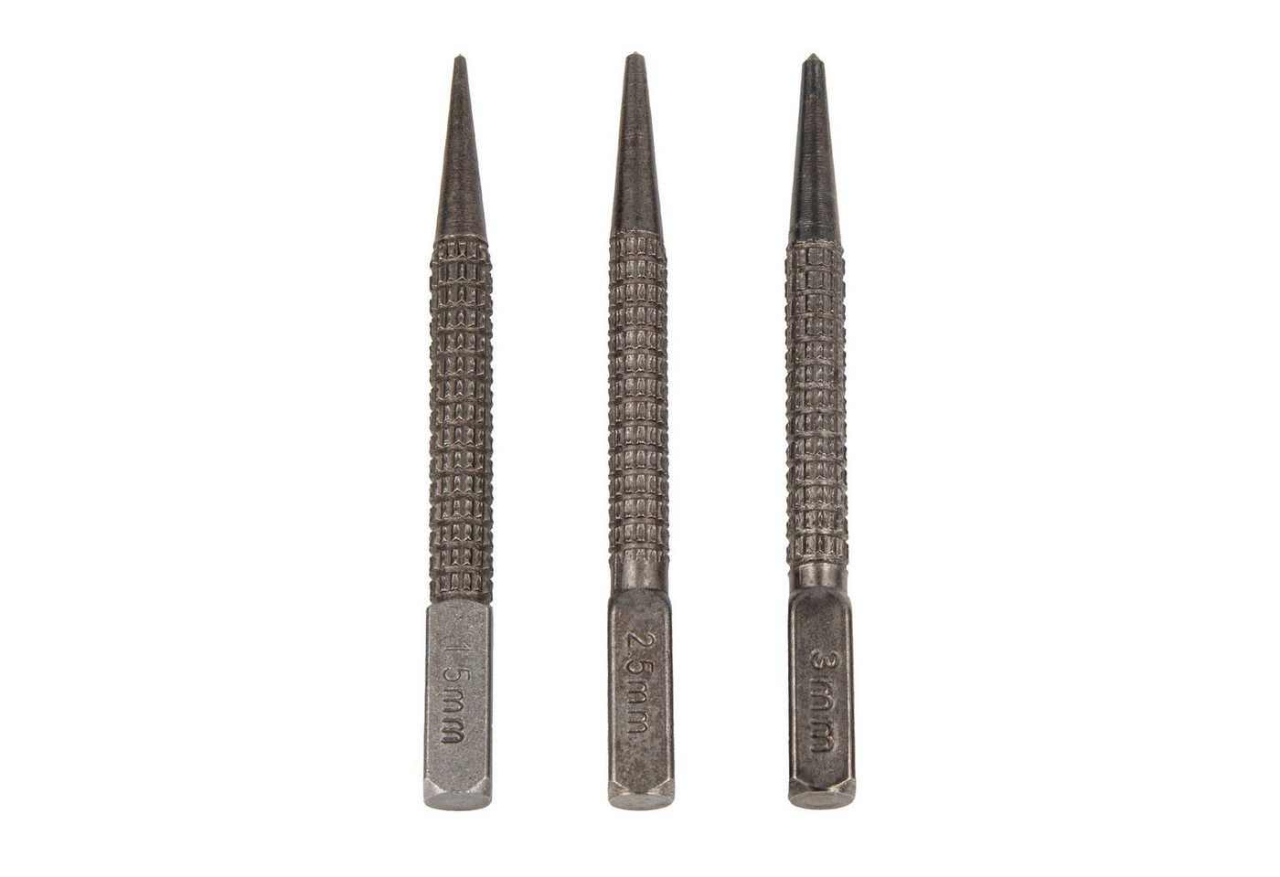 MASTERPROOF PROFESIONAL Meißel-Set Körner-Set 1,5 - 2,5 - 3 mm x 100 mm, gehärteter Carbon-Stahl von MASTERPROOF PROFESIONAL