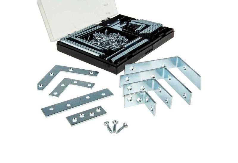 MASTERPROOF PROFESIONAL Verbinder Winkelverbinder & Flachverbinder Sortiment 180-teilig, mit Schrauben von MASTERPROOF PROFESIONAL