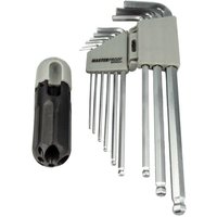 Masterproof Professional - Innensechskant Schlüsselsatz 9-tlg. 1,5 2 2,5 3 4 5 6 7 8 10 mit Kugelkopf und T-Halter von MASTERPROOF PROFESSIONAL
