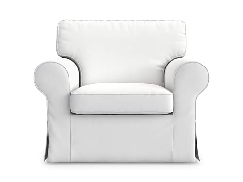 MASTERS OF COVERS Ersatz-Sesselbezug für IKEA Ektorp, Sesselüberwurf, Sesselhusse für Ektorp, Ektorp Sessel Bezug, Ektorp Hussen, 104 cm x 88 cm x 88 cm (Polyester Petite, Kaltes Weiß) von MASTERS OF COVERS