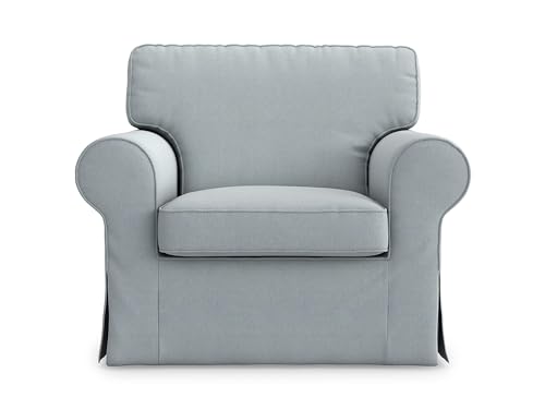 MASTERS OF COVERS Ersatz-Sesselbezug für IKEA Ektorp, Sesselüberwurf, Sesselhusse für Ektorp, Ektorp Sessel Bezug, Ektorp Hussen, 104 cm x 88 cm x 88 cm (Polyester Petite, Rauchgrau) von MASTERS OF COVERS