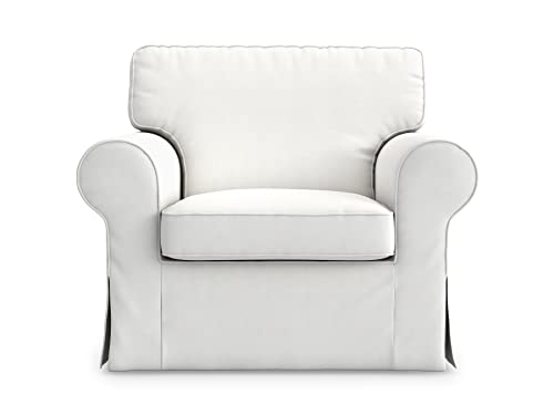 MASTERS OF COVERS Sesselbezug kompatibel mit IKEA Ektorp Sessel, Ersatzbezug, handgefertigt, 100% Baumwolle 104 cm x 88 cm x 88 cm (Weiß, Baumwolle) von MASTERS OF COVERS