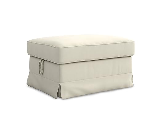 MASTERS OF COVERS Hockerbezug Kompatibel mit IKEA Ektorp Hocker, Ersatzbezug, Handgefertigt, 100% Baumwolle, 82 x 62 x 44 cm (Creme, Baumwolle) von MASTERS OF COVERS