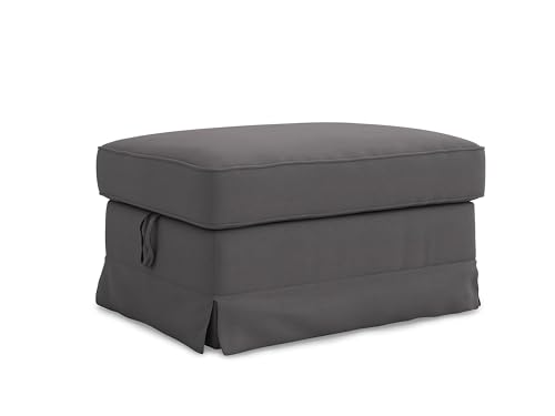MASTERS OF COVERS Ersatzbezug Kompatibel mit IKEA Ektorp Fußhockerbezug, Ektorp Poufbezug, Ektorp Fußhockerbezug, Ektorp Hockerbezug, 82 x 62 x 44 cm (Dunkelgrau, Baumwolle) von MASTERS OF COVERS