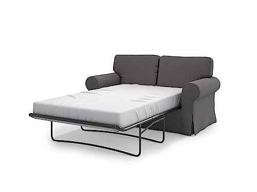 MASTERS OF COVERS Ersatzsofabezug für IKEA Ektorp 2-Sitzer Schlafsofa, Abdeckung für Ektorp 2 er Sofabett, Ektorp 2 er Schlafsofa Bezug, Sofabett Überzug, 197 x 90 x 88 cm (Baumwolle, Dunkelgrau) von MASTERS OF COVERS