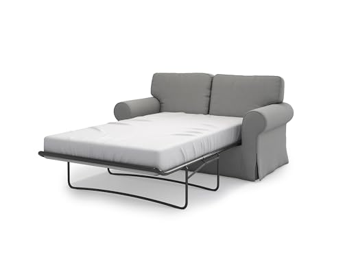 MASTERS OF COVERS Ersatzsofabezug für IKEA Ektorp 2-Sitzer Schlafsofa, Abdeckung für Ektorp 2 er Sofabett, Ektorp 2 er Schlafsofa Bezug, Sofabett Überzug, 197 x 90 x 88 cm (Baumwolle, Grau) von MASTERS OF COVERS