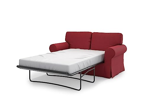 MASTERS OF COVERS Ersatzsofabezug für IKEA Ektorp 2-Sitzer Schlafsofa, Abdeckung für Ektorp 2 er Sofabett, Ektorp 2 er Schlafsofa Bezug, Sofabett Überzug, 197 x 90 x 88 cm (Baumwolle, Rot) von MASTERS OF COVERS