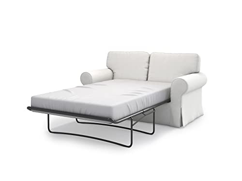 MASTERS OF COVERS Ersatzsofabezug für IKEA Ektorp 2-Sitzer Schlafsofa, Abdeckung für Ektorp 2 er Sofabett, er Schlafsofa Bezug, Sofabett Überzug, 197 x 90 x 88 cm (Baumwolle, Weiß) von MASTERS OF COVERS