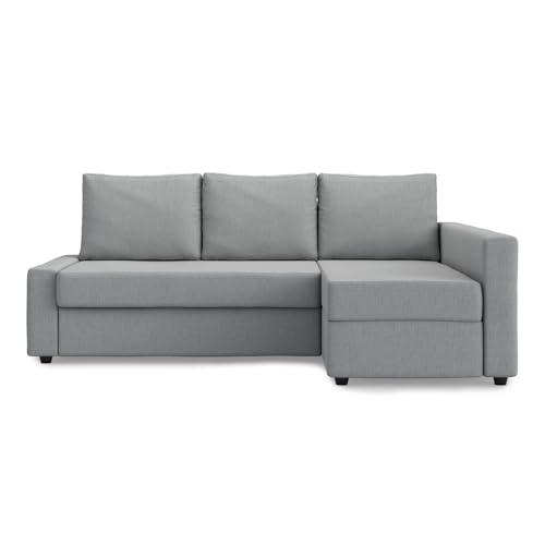 MASTERS OF COVERS Ersatzsofabezug für IKEA Friheten Ecksofa Links/Rechts Chaise, Individuelle Passform, Strapazierfähiger Stoff, 230 x 68/151 x 66 cm (Hellgrau, Polyester) von MASTERS OF COVERS
