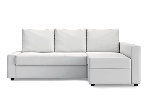 MASTERS OF COVERS Ersatzsofabezug für IKEA Friheten Ecksofa Links/Rechts Chaise, Individuelle Passform, Strapazierfähiger Stoff, 230 x 68/151 x 66 cm (Kaltes Weiß, Polyester Petite) von MASTERS OF COVERS