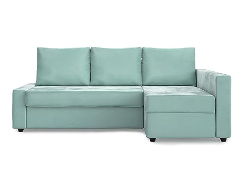 MASTERS OF COVERS Ersatzsofabezug für IKEA Friheten Ecksofa Links/Rechts Chaise, Individuelle Passform, Strapazierfähiger Stoff, 230 x 68/151 x 66 cm (Minze, Velvet) von MASTERS OF COVERS