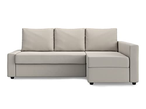 MASTERS OF COVERS Ersatzsofabezug für IKEA Friheten Ecksofa Links/Rechts Chaise, Individuelle Passform, Strapazierfähiger Stoff, 230 x 68/151 x 66 cm (Perlbeige, Polyester Petite) von MASTERS OF COVERS