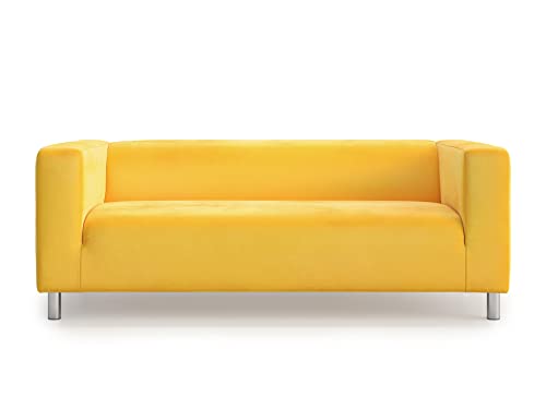 MASTERS OF COVERS Ersatzsofabezug für IKEA Klippan 2-Sitzer, Klippan 2 er Sofabezug, Loveseat, Sofa Überzug, 180 cm x 85 cm x 58 cm (Sonniges Gelb, Velvet) von MASTERS OF COVERS