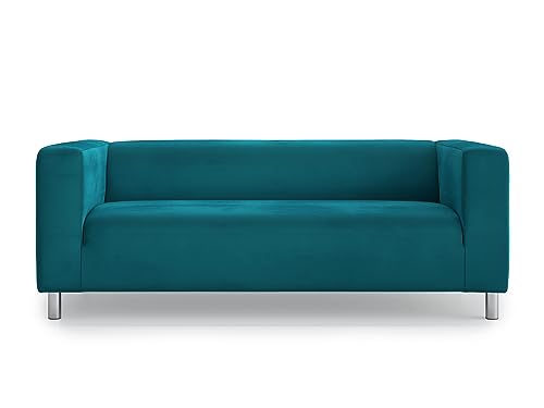 MASTERS OF COVERS Ersatzsofabezug für IKEA Klippan 2-Sitzer, Klippan 2 er Sofabezug, Loveseat, Sofa Überzug, 180 cm x 85 cm x 58 cm (Türkisblau, Velvet) von MASTERS OF COVERS