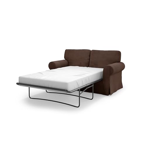 MASTERS OF COVERS Schlafsofabezug Kompatibel mit IKEA Ektorp 2-Sitzer-Schlafsofa, Ersatzbezug, Handgefertigt 197 x 90 x 88 cm (Cord, Braun) von MASTERS OF COVERS