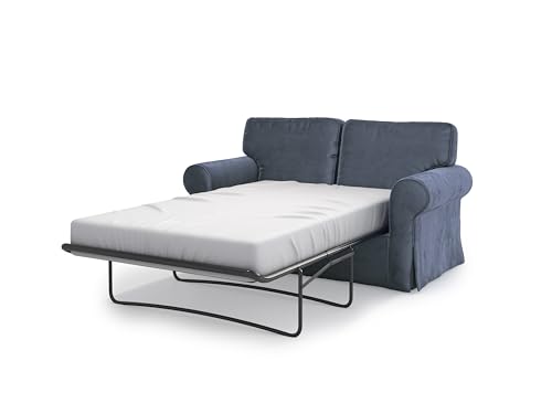MASTERS OF COVERS Schlafsofabezug Kompatibel mit IKEA Ektorp 2-Sitzer-Schlafsofa, Ersatzbezug, Handgefertigt 197 x 90 x 88 cm (Premium-Samt, Mitternachtsblau) von MASTERS OF COVERS