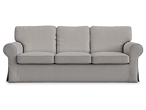 MASTERS OF COVERS Sofabezug für IKEA Ektorp 3-Sitzer, Grau Sofa überzug Ektorp Couch überzug aus Baumwolle, Ektorp 3er Sofa Cover, 218x88x88cm von MASTERS OF COVERS
