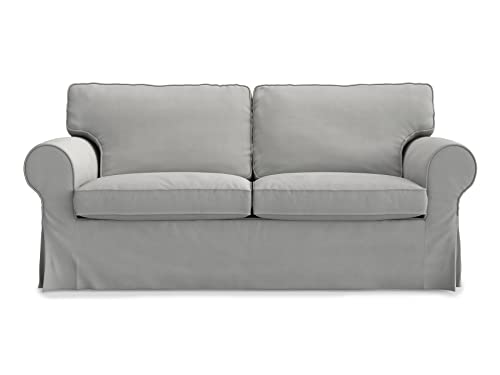 MASTERS OF COVERS Sofabezug für IKEA Ektorp 2-Sitzer, Grau Sofa überzug Ektorp Couch überzug aus Baumwolle, Ektorp 2er Sofa Cover, 179x88x88cm von MASTERS OF COVERS