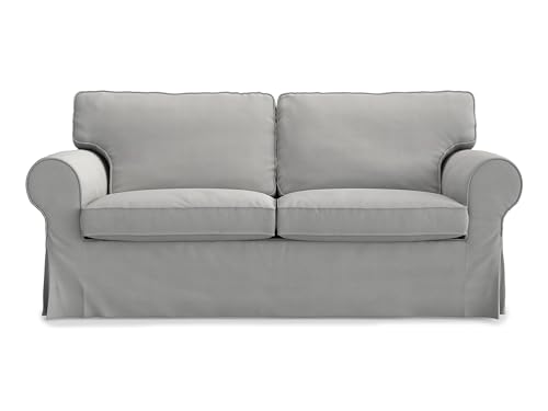 MASTERS OF COVERS Sofabezug für IKEA Ektorp 2-Sitzer, Grau Sofa überzug Ektorp Couch überzug aus Baumwolle, Ektorp 2er Sofa Cover, 179x88x88cm von MASTERS OF COVERS