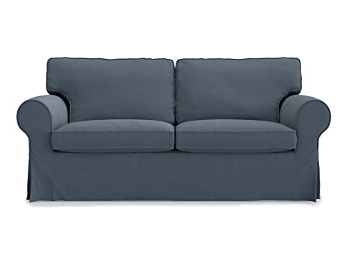 MASTERS OF COVERS Sofabezug für IKEA Ektorp 2-Sitzer, Perlbeige Sofa überzug Ektorp Couch überzug aus Polyester Petite, Ektorp 2er Sofa Cover, 179x88x88cm (Titanium Grau) von MASTERS OF COVERS
