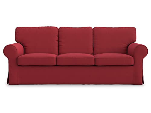 MASTERS OF COVERS Sofabezug für IKEA Ektorp 3-Sitzer, Rot Sofa überzug Ektorp Couch überzug aus Baumwolle, Ektorp 3er Sofa Cover, 218x88x88cm von MASTERS OF COVERS