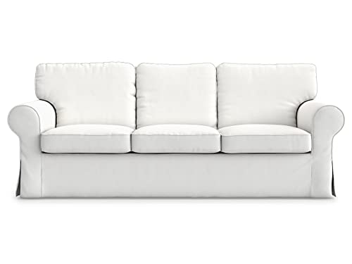 MASTERS OF COVERS Sofabezug für IKEA Ektorp 3-Sitzer, Weiß Sofa überzug Ektorp Couch überzug aus Baumwolle, Ektorp 3er Sofa Cover, 218x88x88cm von MASTERS OF COVERS
