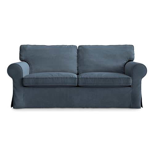 MASTERS OF COVERS Sofahusse Kompatibel mit IKEA Ektorp 2-Sitzer Sofa, Ersatzbezug, Handgefertigt, 100% Baumwolle (Blaugrau, Cord) von MASTERS OF COVERS