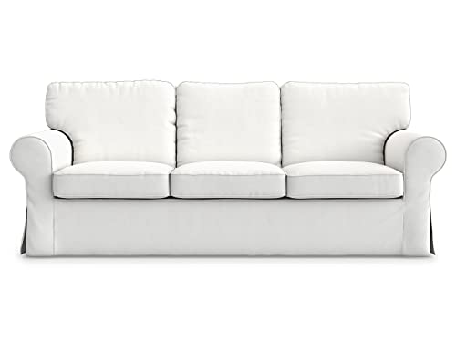 Sofabezug für IKEA Ektorp 3-Sitzer, Weiß Sofa überzug Ektorp couch überzug aus Baumwolle, Ektorp 3er Sofa Cover, 218x88x88cm von MASTERS OF COVERS