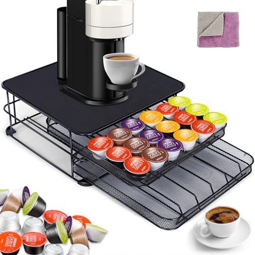 MASTERTOP Kaffee Kapselhalterfür Dolce Gusto,2-Tier Kaffeekapseln Aufbewahrung von 72 Dolce Gusto Kapseln,Kapselständer Kapselspender mit Rutschfeste Oberfläche,Aufbewahrungsbox Schublade- Schwarz von MASTERTOP