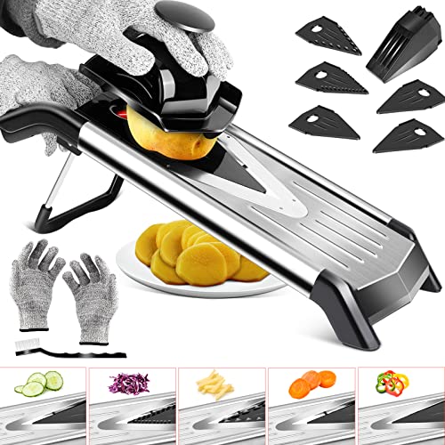 MASTERTOP Mandoline Gemüseschneider mit V-Klinge, 5 in 1 Gemüsehobel Gemüsereibe Edelstahl, Gurkenhobel Dünne Scheiben, Verstellbar V-Hobel Küchenhobel Reibe für Gemüse MASTERTOP Mandoline Gemüseschneider mit V-Klinge, 5 in 1 Gemüsehobel Gemüsereibe Edelstahl, Gurkenhobel Dünne Scheiben, Verstellbar V-Hobel Küchenhobel Reibe für Gemüse von MASTERTOP