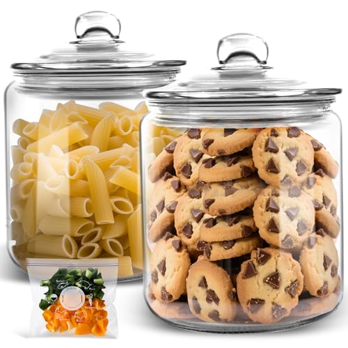 MASTERTOP XXL Vorratsgläser Set mit Deckel 3900ml - Luftdichte Bonbongläser aus Glas, Breite Öffnung Aufbewahrungsdosen für Müsli/Kekse/Süßigkeiten, Inkl. 15 Frischhaltebeutel (19x19x25.5cm) von MASTERTOP