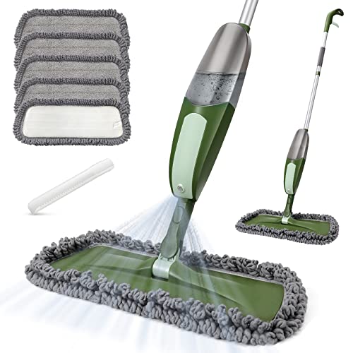 MASTERTOP Wischer mit Sprühfunktion, Bodenwischer Sprühwischer mit 550ml Wassertank und 5-Waschbaren,Spray Mop Nasswischer für schnelle Reinigung(Grüner) von MASTERTOP