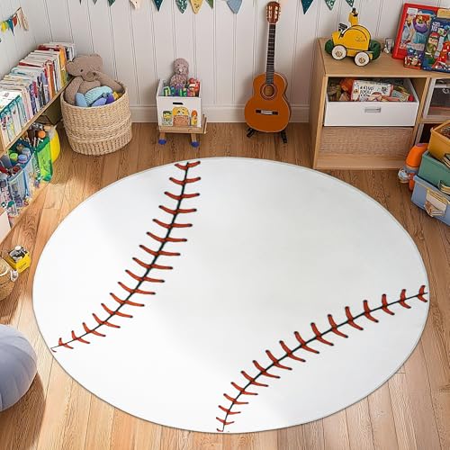 MASTIEE Weiche, runde Teppiche für Schlafzimmer, Baseball-Teppich für Jungen, Nachttisch, Kinderteppich, Baseball-Liebhaber, Heimdekoration, Kreisteppiche für Wohnzimmer, Kinderzimmer, Schlafsäle MASTIEE Weiche, runde Teppiche für Schlafzimmer, Baseball-Teppich für Jungen, Nachttisch, Kinderteppich, Baseball-Liebhaber, Heimdekoration, Kreisteppiche für Wohnzimmer, Kinderzimmer, Schlafsäle von MASTIEE