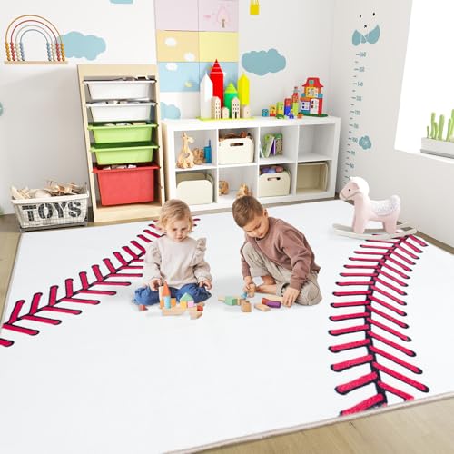 MASTIEE Weicher Baseball-Teppich für Schlafzimmer, maschinenwaschbar, niedlicher Nachttisch für Jungen, für Kinder, Kleinkinder, Teenager, Baseball-Liebhaber, Heimdekoration, Indoor-Teppich für MASTIEE Weicher Baseball-Teppich für Schlafzimmer, maschinenwaschbar, niedlicher Nachttisch für Jungen, für Kinder, Kleinkinder, Teenager, Baseball-Liebhaber, Heimdekoration, Indoor-Teppich für von MASTIEE