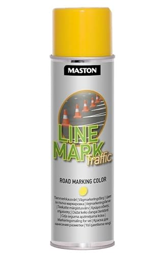 Maston Line Mark Traffic - Markierungsspray - Streifenspray - Gelb - 500 ml von MASTON