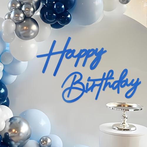 MASTRON Happy Birthday Zeichen für Backdrop - Glitter Filz Happy Birthday Letter Zeichen für Ballonbogen Geburtstagsparty Ballonbogen Backdrop Dekorationen für Geburtstagsparty Babyparty (Blue) von MASTRON