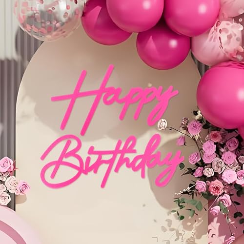 MASTRON Happy Birthday Zeichen für Backdrop - Glitter Filz Happy Birthday Letter Zeichen für Ballonbogen Geburtstagsparty Ballonbogen Backdrop Dekorationen für Geburtstagsparty Babyparty (Hot Pink) von MASTRON