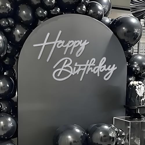 MASTRON Happy Birthday Zeichen für Backdrop - Glitter Filz Happy Birthday Letter Zeichen für Ballonbogen Geburtstagsparty Ballonbogen Backdrop Dekorationen für Geburtstagsparty Babyparty (Silver) von MASTRON