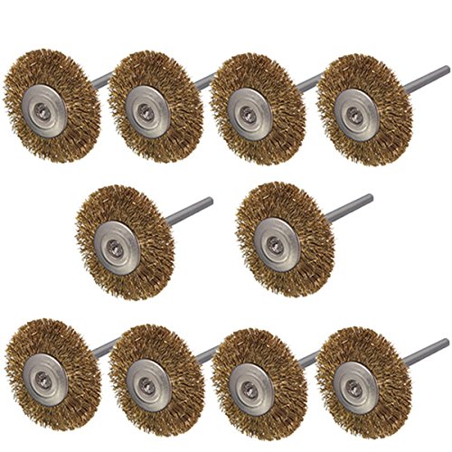 MASUNN 10 Stück 3 mm Schaft Messing Rad Bürsten für Dremel Drehwerkzeug von MASUNN