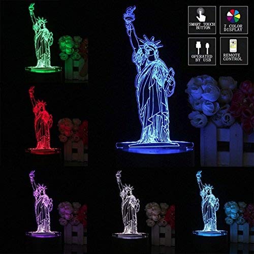 MASUNN 3D New York City Freiheits Statue Berühren Fernbedienung 7 Farbe Wechseln Led Nacht Lampe Licht Geschenk von MASUNN