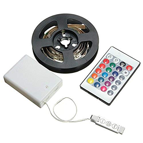 MASUNN Akku Powerot RGB Non-Wasserdicht Led Flexible Tape Rope Strip Light Kit + Ir Fernbedienung Dc5V-200 cm von MASUNN